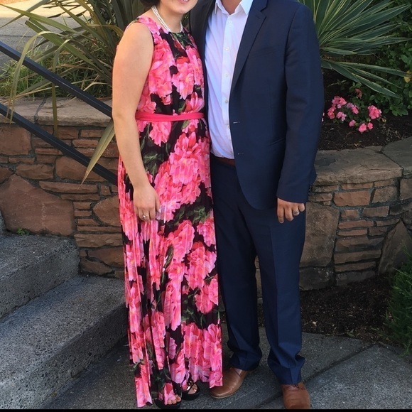 Eliza J Floral Print Pleated Chiffon Maxi Dress - Picture 3 of 8